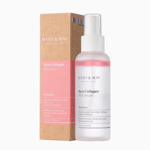 MARY&MAY - Rose Collagen Mist Serum - Hydratační pleťová mlha s růží a kolagenem - 100 ml