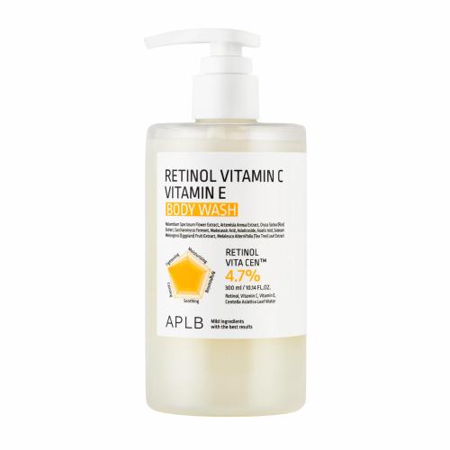 APLB - Retinol Vitamin C Vitamin E Body Wash - Rozjasňující tělový mycí gel s retinolem a vitaminy C & E - 300 ml