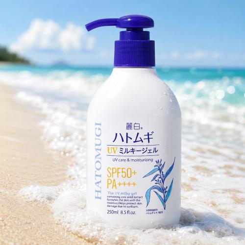 KUMANO COSME - Reihaku Hatomugi The UV Milky Gel SPF50+ PA++++ - Hydratační SPF gel na obličej a tělo - 250 ml