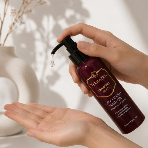 TERRAZEN - Ginseng Seed Dry Finish Hair Oil - Lehký vlasový olej se ženšenem pro hebké a lesklé vlasy - 100 ml