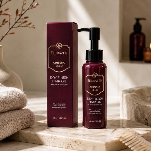 TERRAZEN - Ginseng Seed Dry Finish Hair Oil - Lehký vlasový olej se ženšenem pro hebké a lesklé vlasy - 100 ml