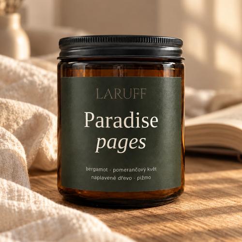 Paradise Pages - Sójová svíčka s dřevěným knotem