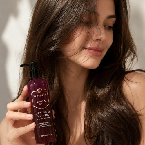 TERRAZEN - Ginseng Seed Dry Finish Hair Oil - Lehký vlasový olej se ženšenem pro hebké a lesklé vlasy - 100 ml