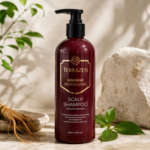 TERRAZEN - Ginseng Revitalizing Scalp Shampoo - Revitalizační šampon se ženšenem pro zdravou vlasovou pokožku - 500 ml