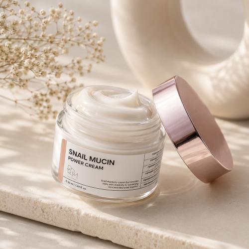B.O.M. - Snail Mucin Power Cream - Regenerační krém se šnečím mucinem pro hydrataci a obnovu pleti - 50 ml