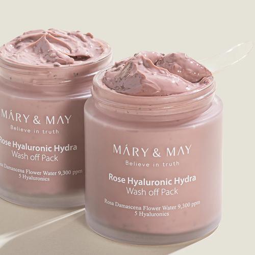 MARY & MAY – Vegan Rose Hyaluronic Hydra Wash Off Pack – Růžová hydratační a čistící maska s růží a jílem
