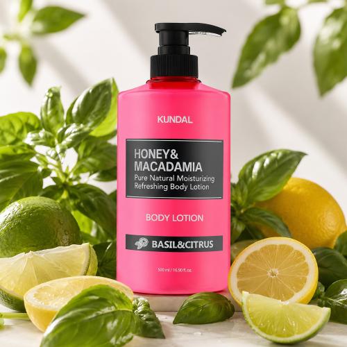 KUNDAL - Honey & Macadamia Pure Body Lotion Basil & Citrus - Vyživující tělové mléko - 500 ml