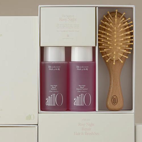 ANILLO - Rosy Night Repair Hair & Brush Set - Regenerační vlasová sada s kartáčem