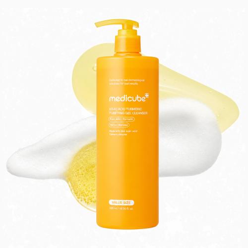 MEDICUBE - Kojic Acid Turmeric Purifying Gel Cleanser - Rozjasňující čisticí gel na obličej i tělo - 500 ml