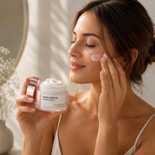 B.O.M. - Snail Mucin Power Cream - Regenerační krém se šnečím mucinem pro hydrataci a obnovu pleti - 50 ml