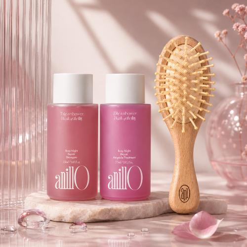 ANILLO - Rosy Night Repair Hair & Brush Set - Regenerační vlasová sada s kartáčem