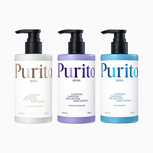 PURITO SEOUL – Luminous Moisture Shea Butter Body Lotion – Vyživující tělové mléko s přírodní vůní - 300 ml