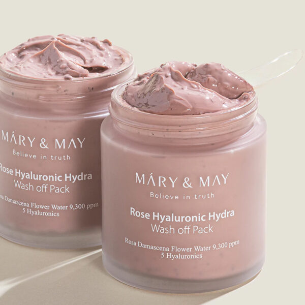 MARY & MAY – Vegan Rose Hyaluronic Hydra Wash Off Pack – Růžová hydratační a čistící maska s růží a jílem - 30 g